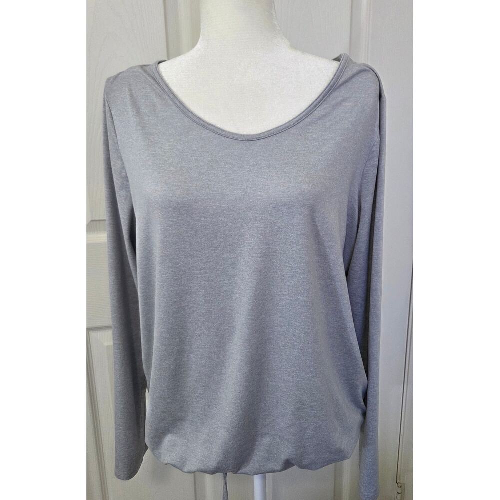 Gap Fit Grey Brushed Tech Jersey Long Sleeve Athletic Top Woman's Size Large